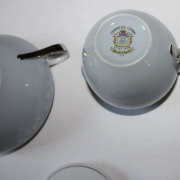 Vintage Sugar Bowl & Creamer Porcelain Serving Set Empress China Belle Fonte - Picture 6 of 7